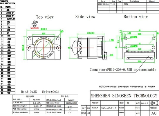 Kamera-Modul Sensor IMX462 HDRs 120FPS MIPI Schnittstellen-1080P für Aktions-Kamera