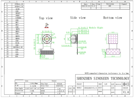 5MP MIPI Kamera Modul OV5648 Sensor 90fps für mobile Geräte