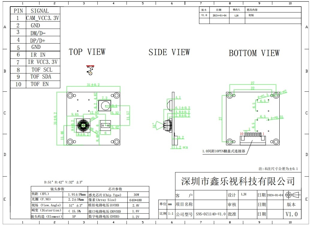 30W 640*480 Festfokus mit BF20A6 1/10 Zoll CMOS-Sensor USB-Schnittstelle 30FPS für Videokonferenztelefongeräte